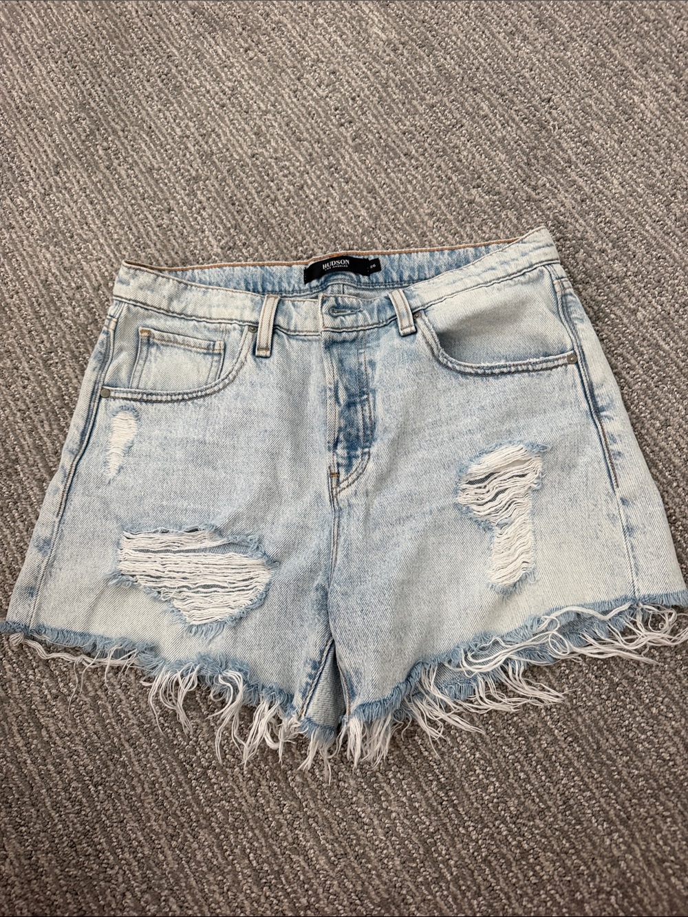 Hudson Jeans Light Blue Distressed Denim Cutoff Shorts